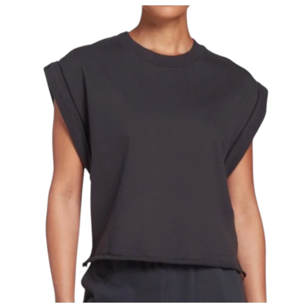 NWT Calia Carrie Underwood EXTENDED SHOULDER TOP Boxy Sweatshirt Tank Black SZ S